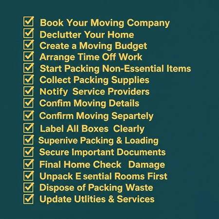 Home 30 Moving house checklist with packed boxes and home relocation essentials in Dubai